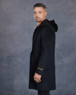 Adi Rus in palton negru pentru barbati din lana si casmir de la Gentlemen's Boutique in Cluj