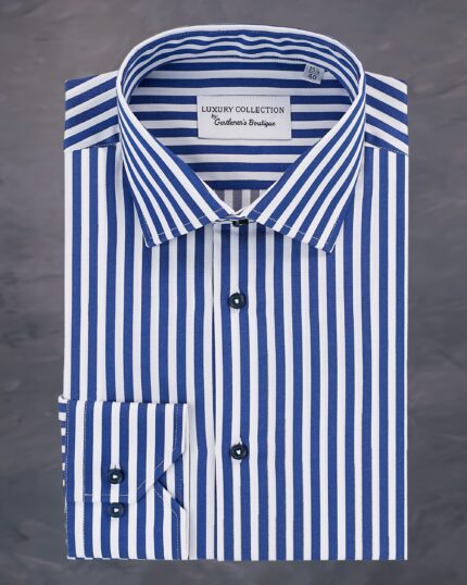 Camasa business albastra in dungi din colectia de camasi pentru barbati Luxury by Gentlemen's Boutique