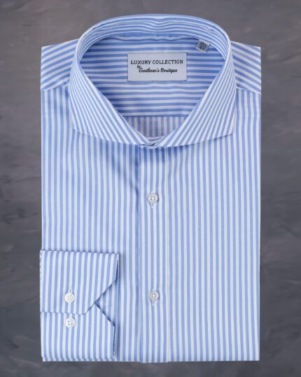 Camasa Popover bleu stripes dobby din colectia de camasi casual pentru barbati
