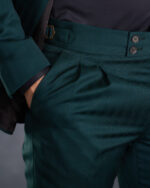 Pantaloni Gurkha cu pense laterale pentru costum casual verde