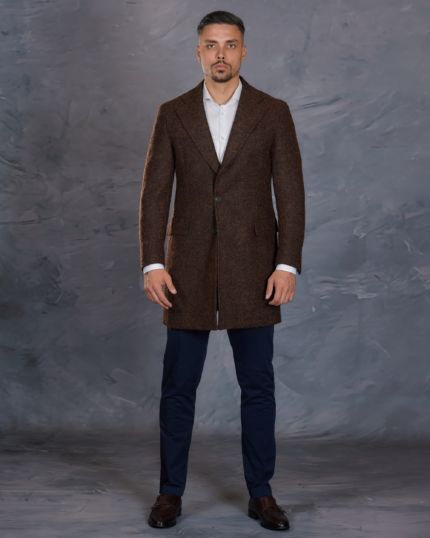 Palton maro smart casual pentru barbati din lana si mohair din colectia de paltoane barbatesti