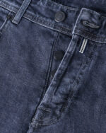 Jeans gri pentru barbati cu inchidere in nasturi metalici negri made to measure