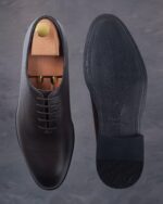 Pantofi din piele maro inchis model OneCut cu talpa de tunit si siret