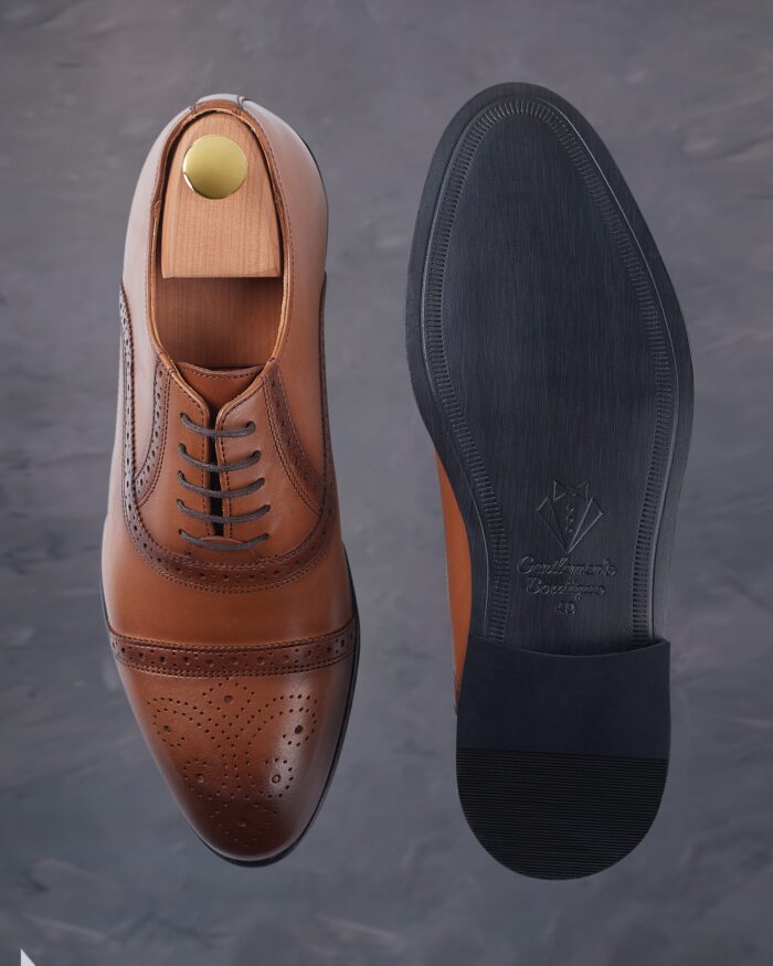 Încălțăminte din piele maro pentru bărbați pantofi oxford cu talpă de tunit