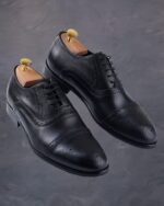 Pantofi Negri Oxford cu siret pentru barbati