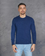 Pulover albastru din lana si casmir pentru barbati din colectia de pulovere de calitate de la Gentlemen's Boutique