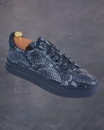 Sneakers Luxury Casual Snake Print Gri Negru