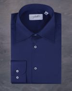 Camasa Eleganta Blu Navy Pentru Barbati Cu Guler Inalt si Mansete Simple