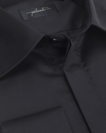 Camasa Neagra pentru barbati cu butoni si guler inalt