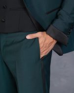 Pantaloni De Ceremonie Cu Vipusca din stofa verde smarald lana Zignone