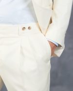 Pantaloni Costum Off White Single Breasted Double Breasted din stofa Vitale Barberis Canonico