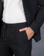Pantaloni negri pentru barbati din lana si elastan de la costum 3D Flexo negru