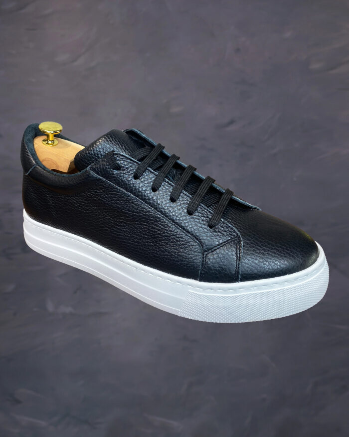 Sneakers-Barbati-Piele-Neagra-