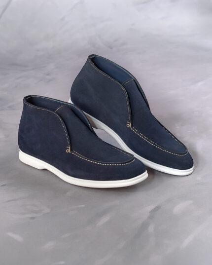 Botine-Bărbați-Suede-Bleumarin-City-Loafers-