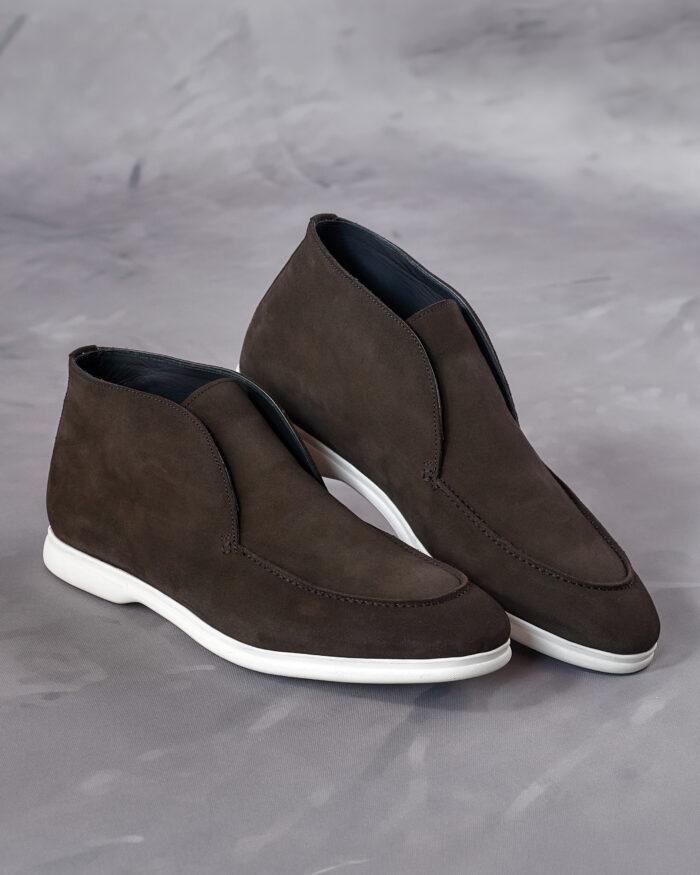 Botine-Bărbați-Suede-Maro-City-Loafers-