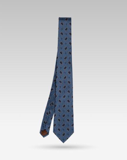 Cravata-Barbati-Matase-Bleu-Paisley-