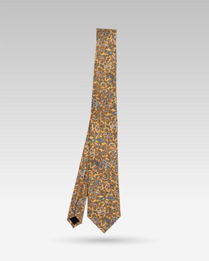 Cravata-Barbati-Matase-Galbena-Paisley-
