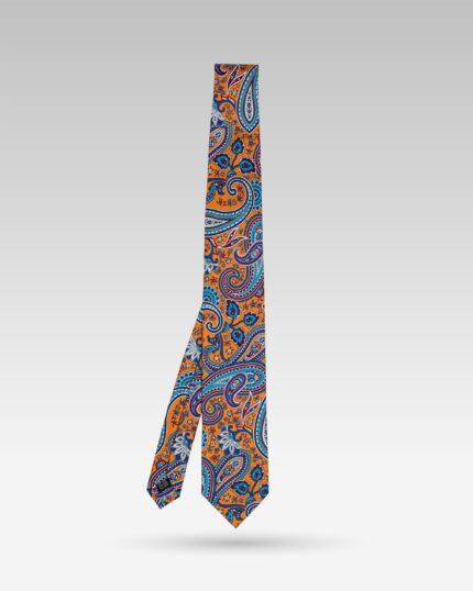 Cravata-Barbati-Matase-Portocalie-Paisley-